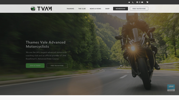 Screenshot of the Thames Vale Advanced Motorcyclists website