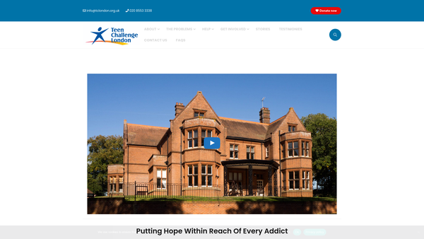 Screenshot of the Teen Challenge London website