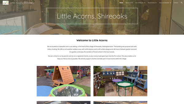 Screenshot of the Little Acorns, Shireoaks website