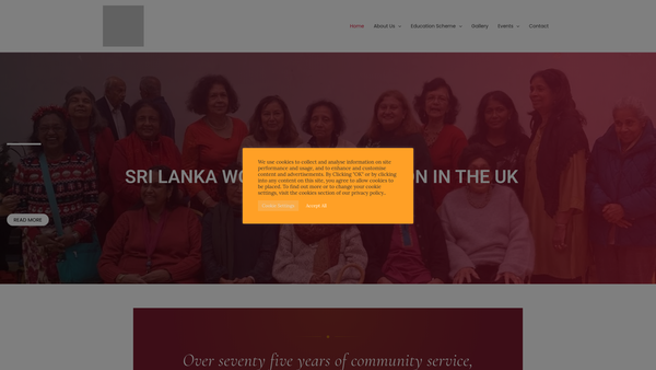 Screenshot of the Education Scheme Of The Sri Lanka Women's Association In The United Kingdom website