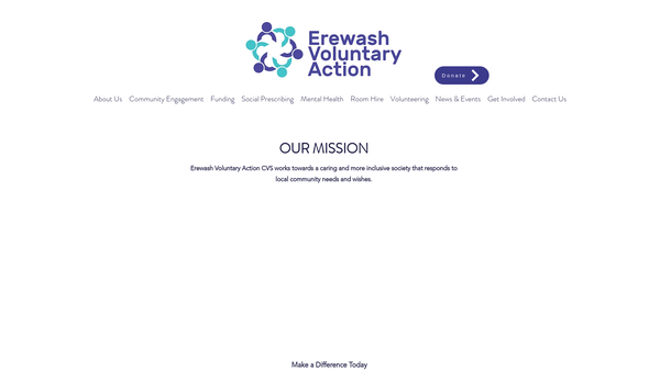 Screenshot of the Erewash Voluntary Action - Council For Voluntary Service website