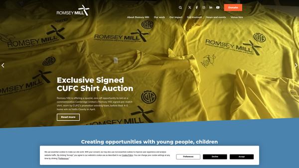 Screenshot of the Romsey Mill Trust website