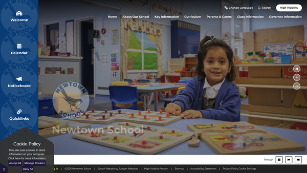 Screenshot of the Newtown County First School Parent Teacher Association website