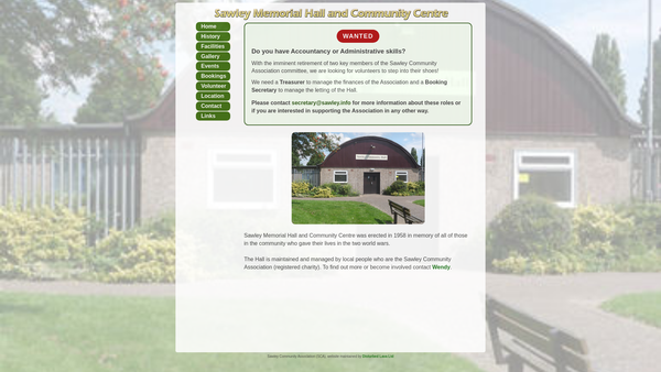 Screenshot of the Sawley Community Association website