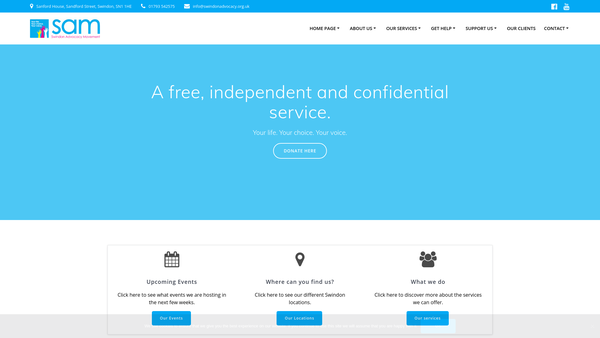 Screenshot of the Swindon Advocacy Movement website