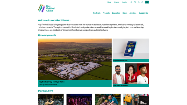 Screenshot of the Hay Festival Foundation Ltd website