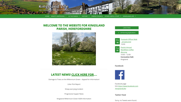 Screenshot of the Kingsland Millennium Green website