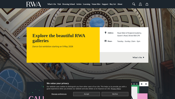 Screenshot of the Royal West Of England Academy website
