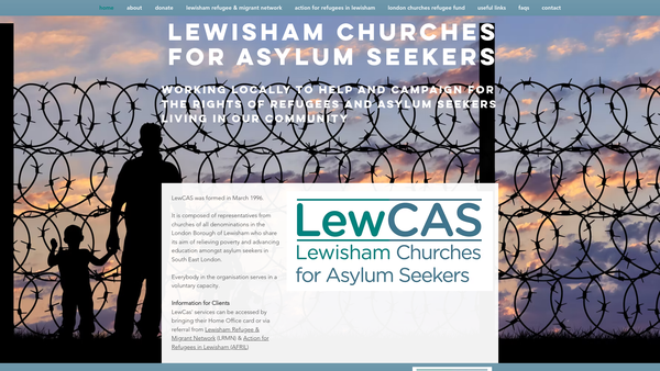 Screenshot of the Lewisham Churches For Asylum Seekers website