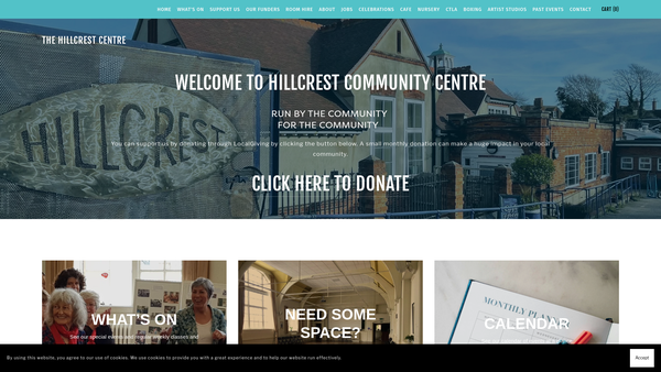 Screenshot of the Hillcrest Community Partnership website