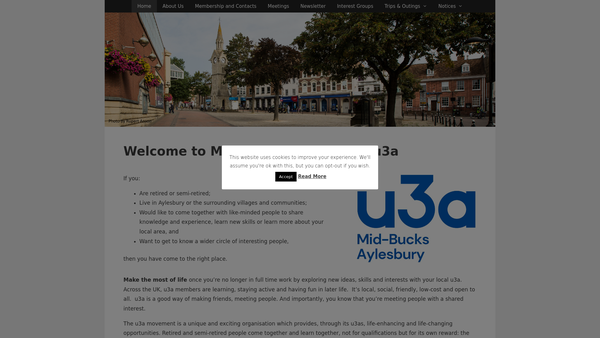 Screenshot of the Mid-Bucks (Aylesbury) U3A website