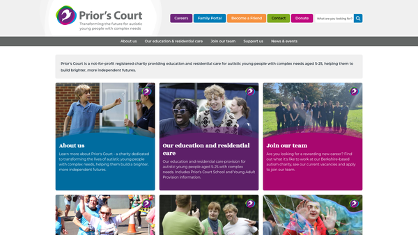 Screenshot of the Priors Court Foundation website