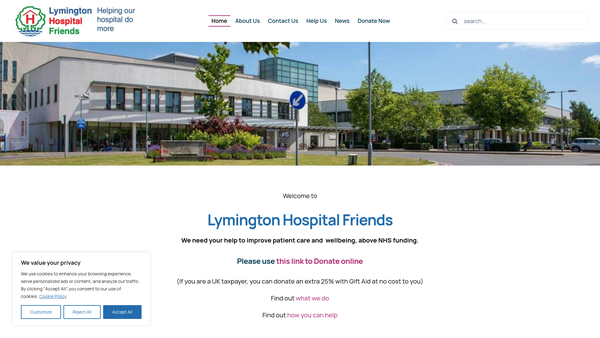 Screenshot of the Lymington Hospital Friends website