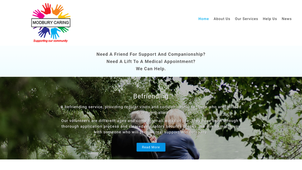 Screenshot of the Modbury Caring website