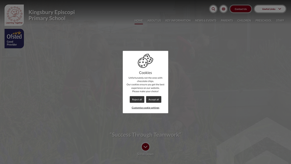 Screenshot of the Kingsbury Episcopi Primary School Parent Teacher Association website