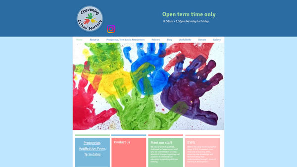 Screenshot of the Chevening School Nursery website