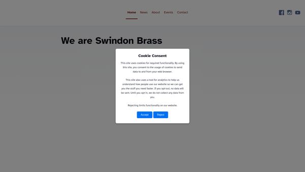 Screenshot of the Swindon Brass website