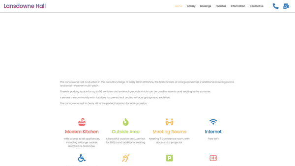 Screenshot of the The Derry Hill And Studley Village Hall Trust website