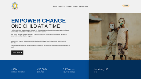 Screenshot of the Lions Clubs International Md105 A Gift For Living website