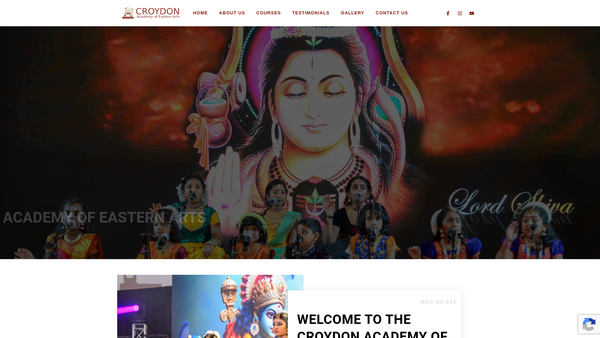Screenshot of the Croydon Academy Of Eastern Arts (Caea) website