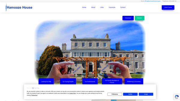 Screenshot of the Hamoaze House website