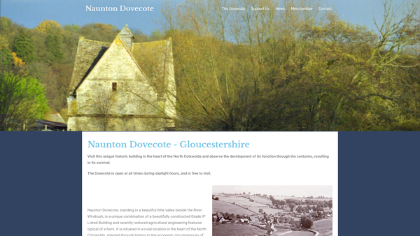 Screenshot of the Naunton Dovecote Trust website