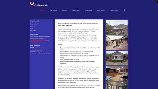 Screenshot of the Westerham Hall Management Committee (1996) website