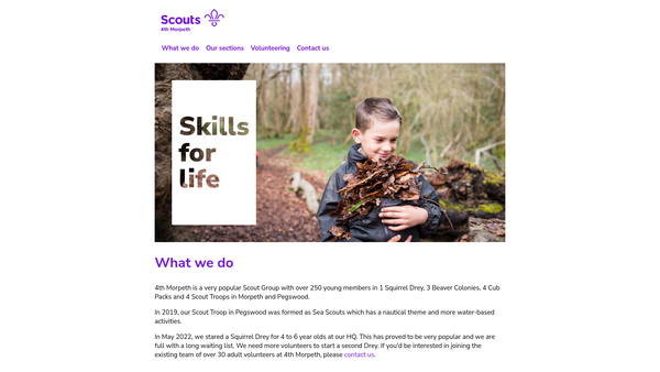 Screenshot of the 4th Morpeth Scout Group website