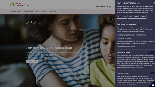Screenshot of the Family Education Trust website