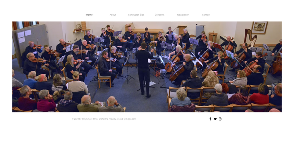 Screenshot of the Winchmore String Orchestra website