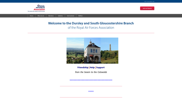 Screenshot of the The Royal Air Forces Association - Dursley & South Gloucestershire Branch website