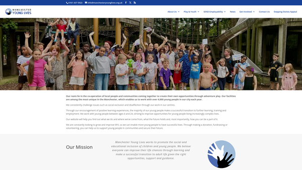 Screenshot of the Manchester Young Lives Ltd website