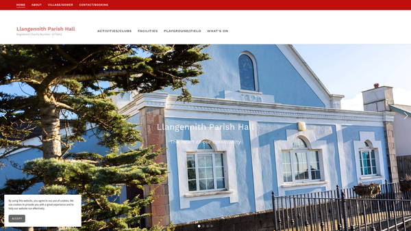 Screenshot of the Llangennith Parish Hall website
