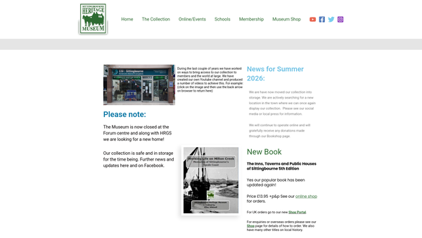 Screenshot of the Sittingbourne Heritage Museum website