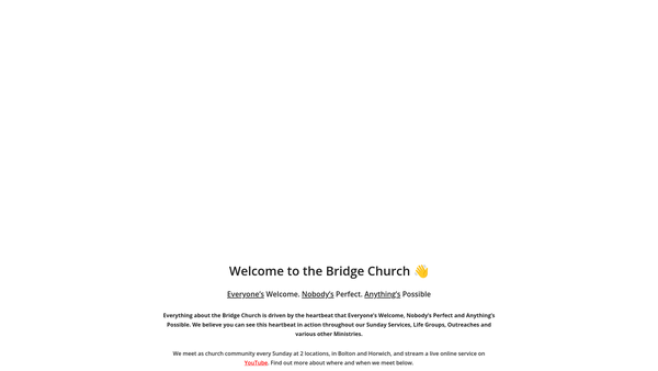 Screenshot of the The Bridge Church Horwich website