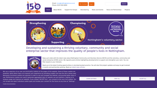 Screenshot of the Nottingham Community And Voluntary Service website