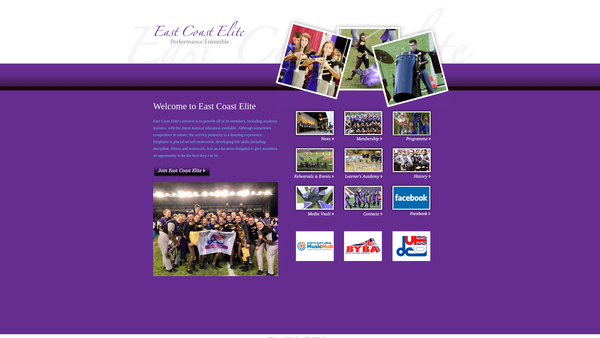 Screenshot of the The East Coast Elite Brass And Percussion Corps website
