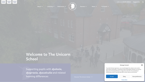 Screenshot of the The Unicorn Trust website
