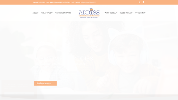 Screenshot of the Add Information Services website