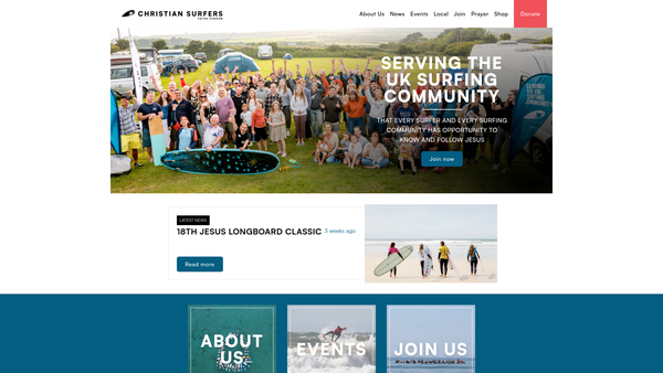 Screenshot of the Christian Surfers United Kingdom website