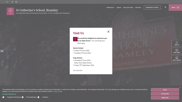 Screenshot of the St Catherine's School Bramley website