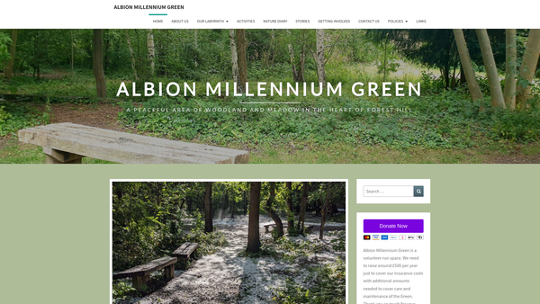Screenshot of the Albion Millennium Green Trust website