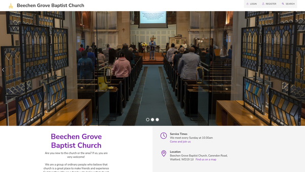 Screenshot of the Beechen Grove Baptist Church Trust website