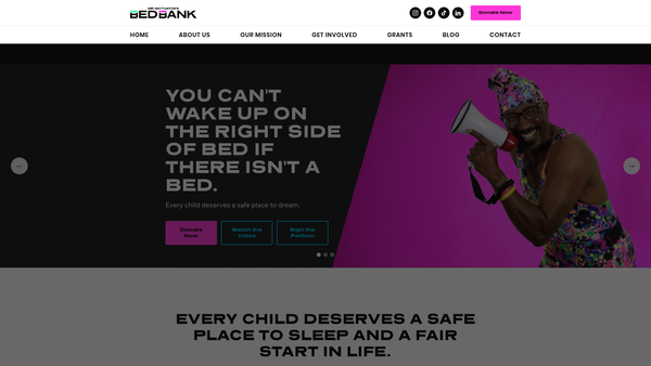 Screenshot of the Mr Motivator's Bed Bank website