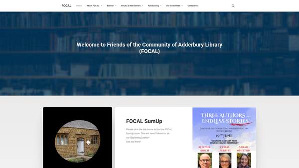 Screenshot of the Friends Of The Community Of Adderbury Library website