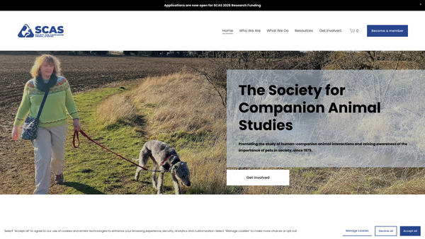 Screenshot of the The Society For Companion Animal Studies Ltd website