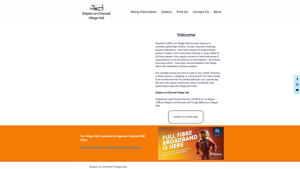 Screenshot of the Shipton-On-Cherwell And Thrupp Millennium Village Hall website