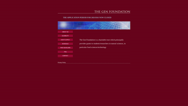 Screenshot of the The Gen Foundation website