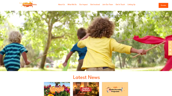 Screenshot of the Children's Links website