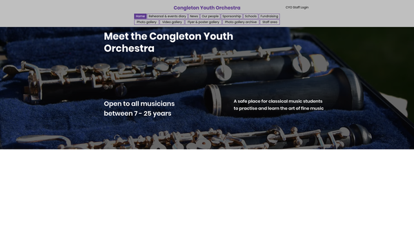 Screenshot of the The Congleton Youth Orchestra website